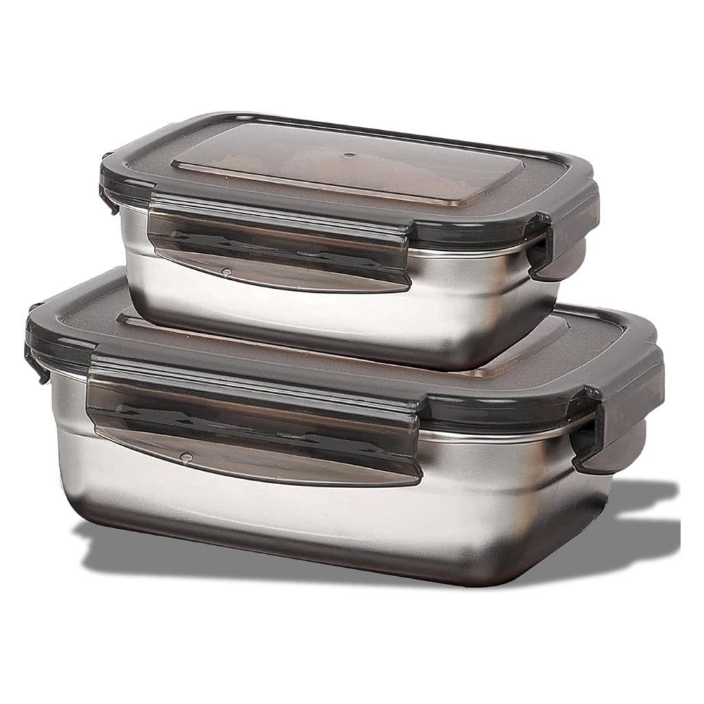 Steel Lunch Box Set – Leak Proof, Airtight, BPA Free – 350ml & 550ml Tiffin for Office/School