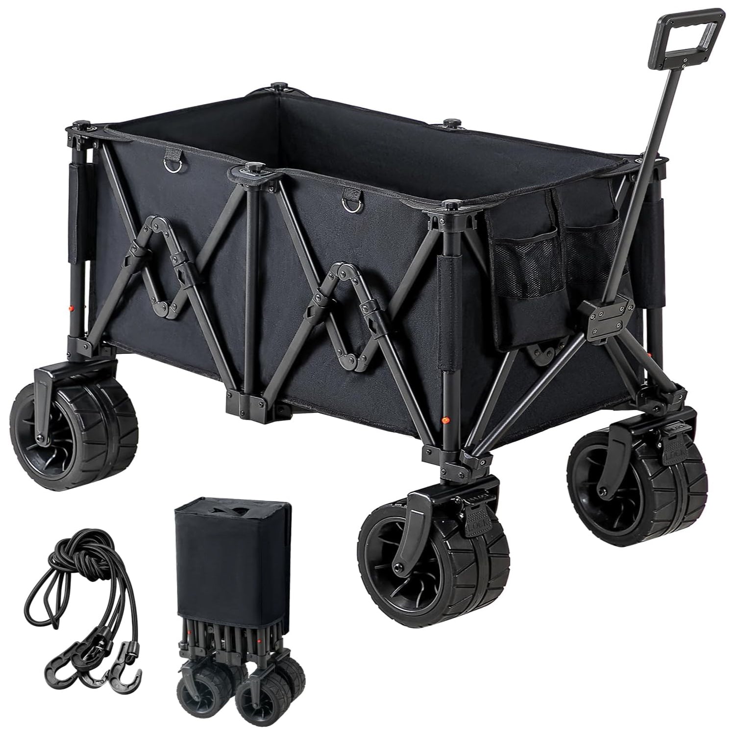 Heavy Duty Foldable Beach Wagon – Collapsible Utility Cart with Large Wheels for Sand & Outdoor Use
