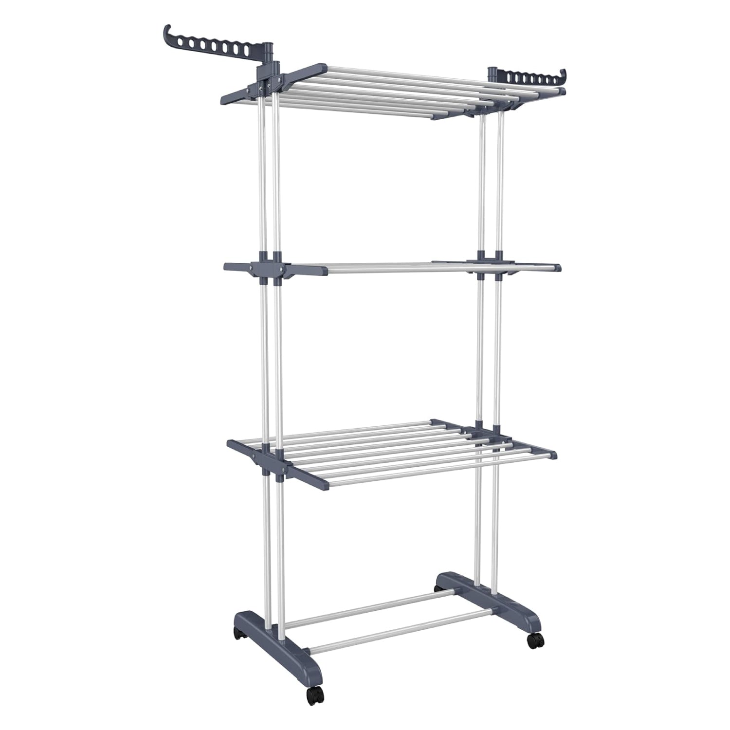 4-Tier Foldable Stainless Steel Clothes Drying Rack with Wheels – Portable & Heavy Duty