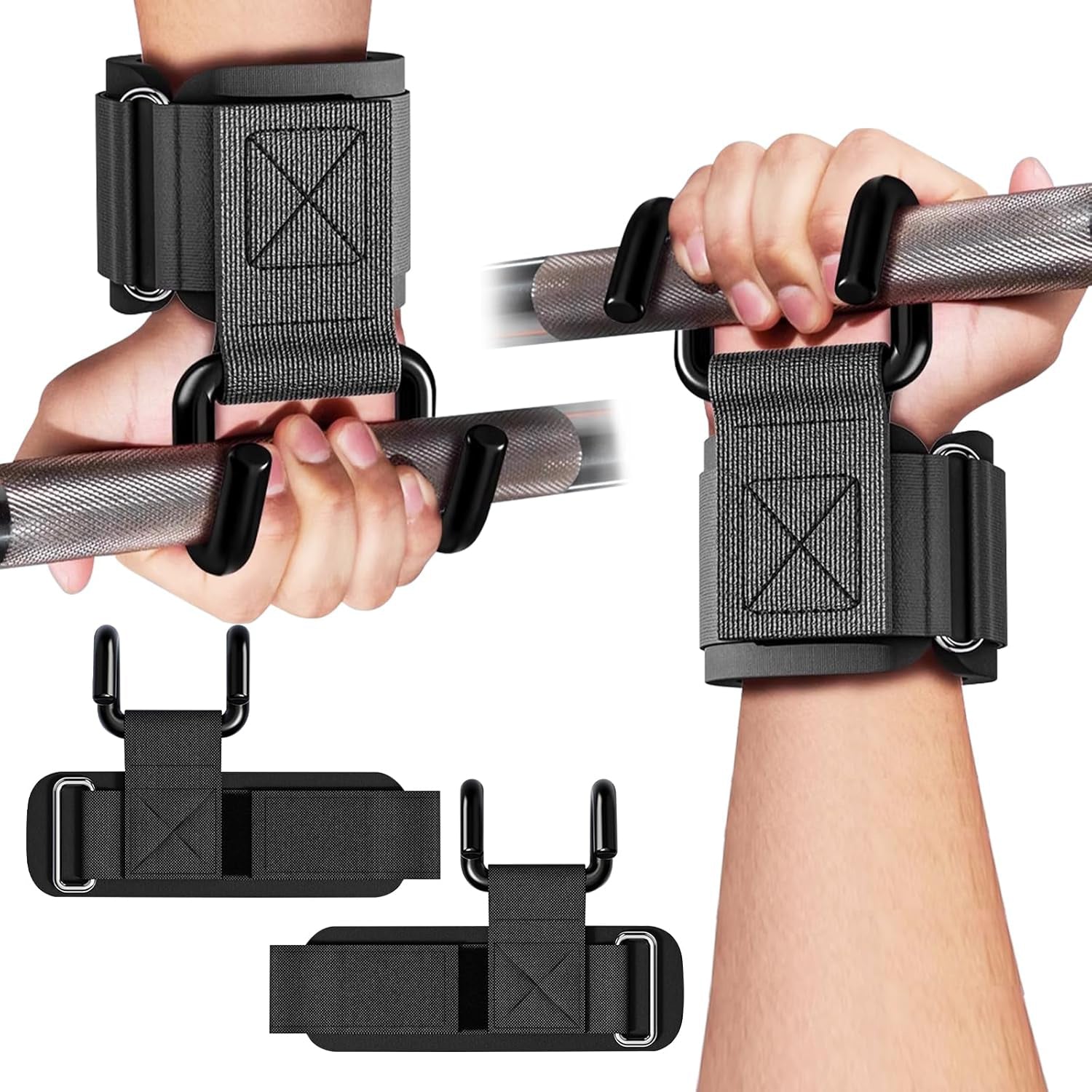 Weight Lifting Hooks – 330 LB Heavy Duty Wrist Straps for Deadlifts & Pull-Ups