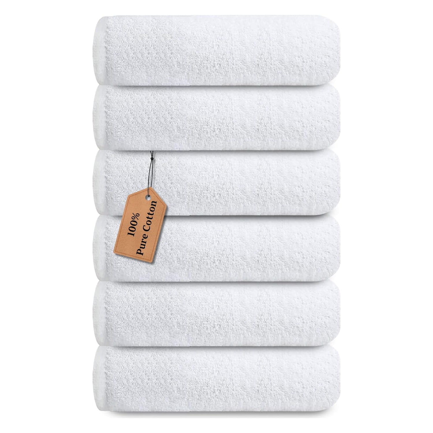 6-Pack White Cotton Hand Towels – Soft, Absorbent, Quick Dry, 650 GSM, Large 50x100cm