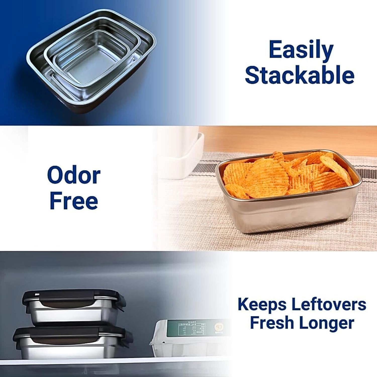 Steel Lunch Box Set – Leak Proof, Airtight, BPA Free – 350ml & 550ml Tiffin for Office/School
