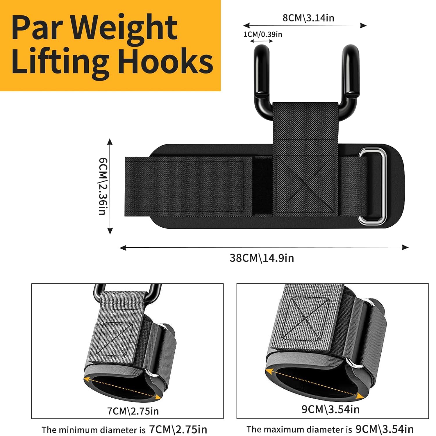 Weight Lifting Hooks – 330 LB Heavy Duty Wrist Straps for Deadlifts & Pull-Ups