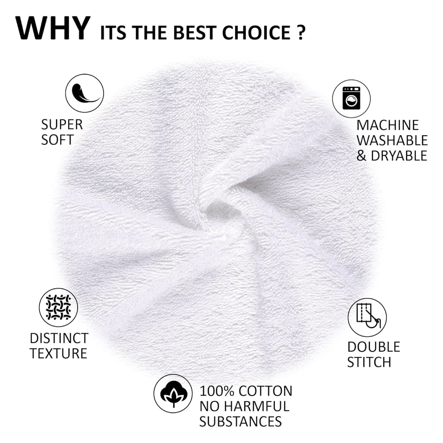 100% Cotton Bath Towels Set of 4 – Soft, Thick, Quick Dry, Large White Towels