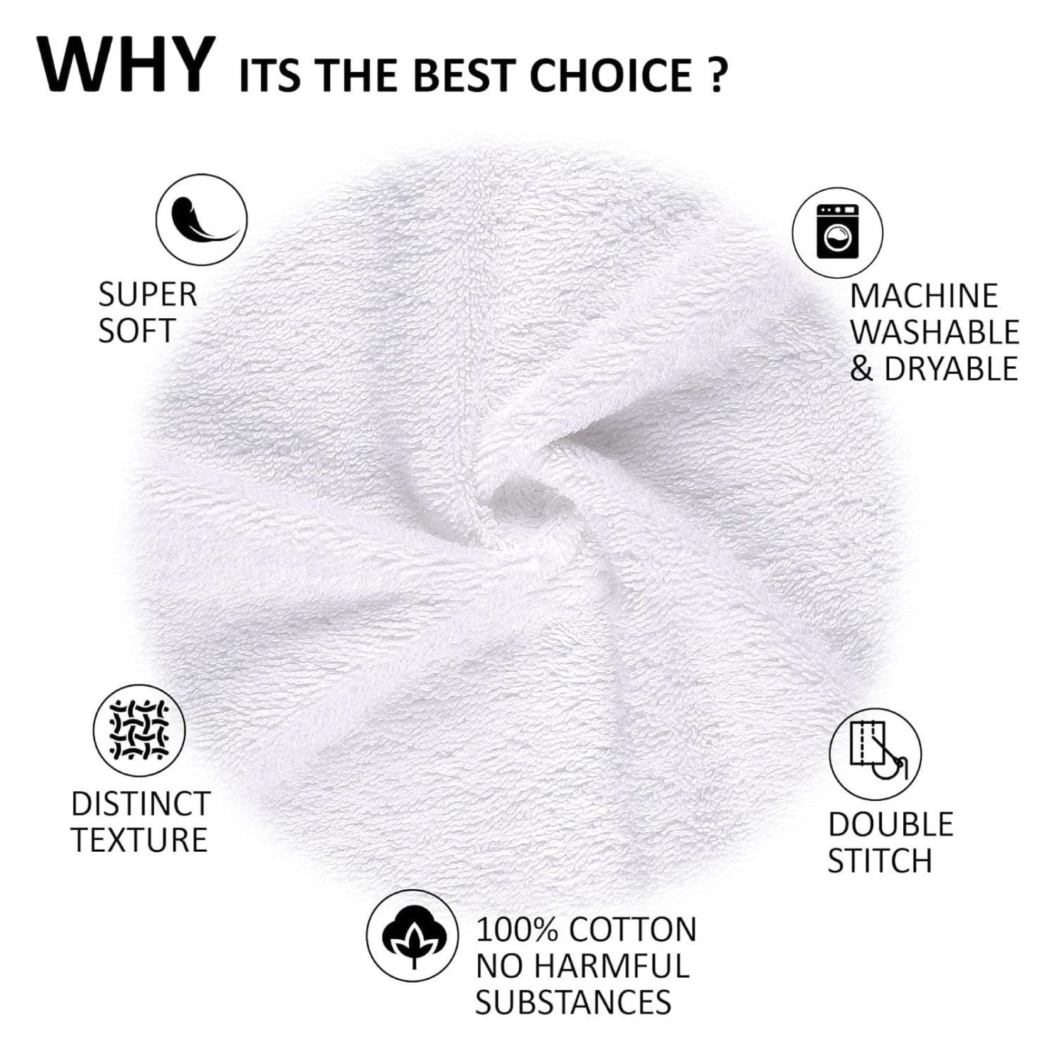 6-Pack White Cotton Hand Towels – Soft, Absorbent, Quick Dry, 650 GSM, Large 50x100cm