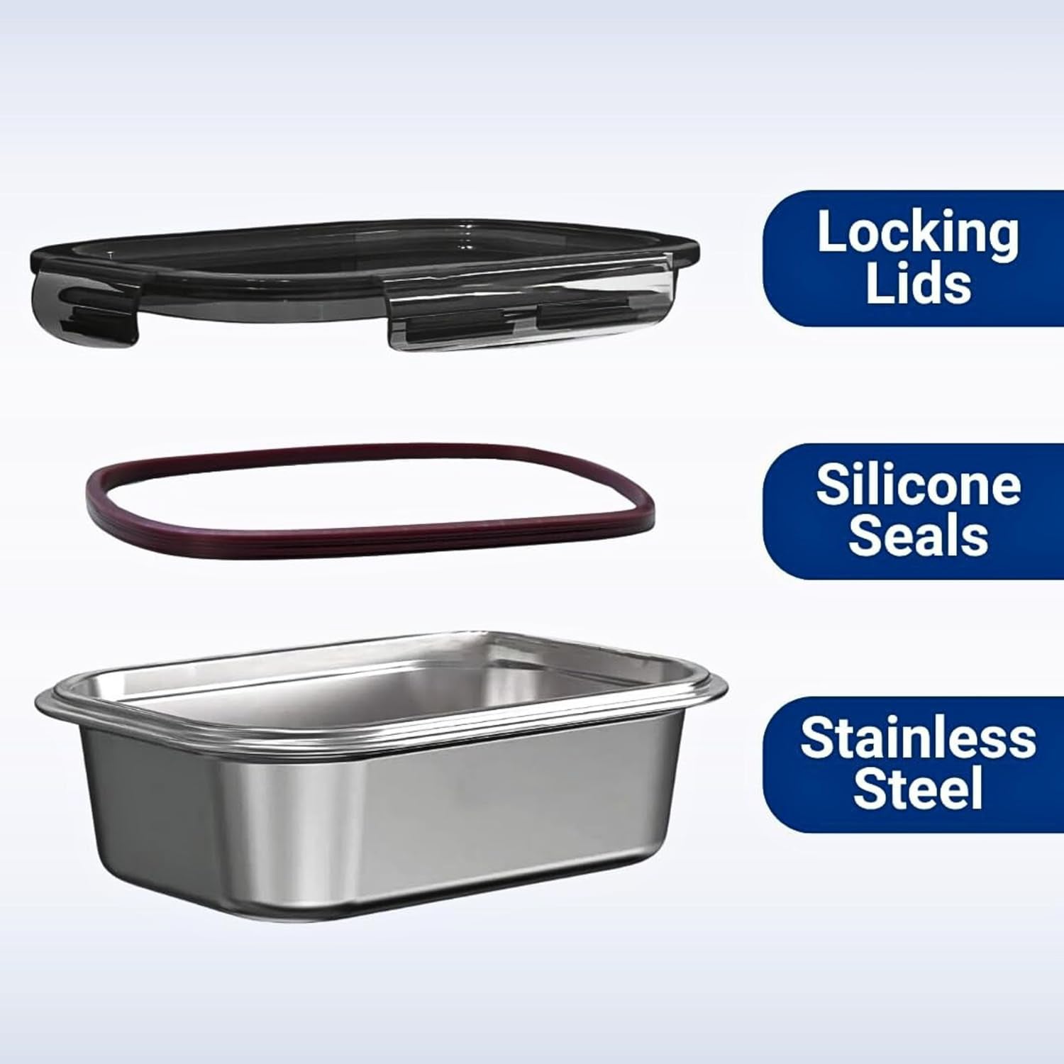 Steel Lunch Box Set – Leak Proof, Airtight, BPA Free – 350ml & 550ml Tiffin for Office/School