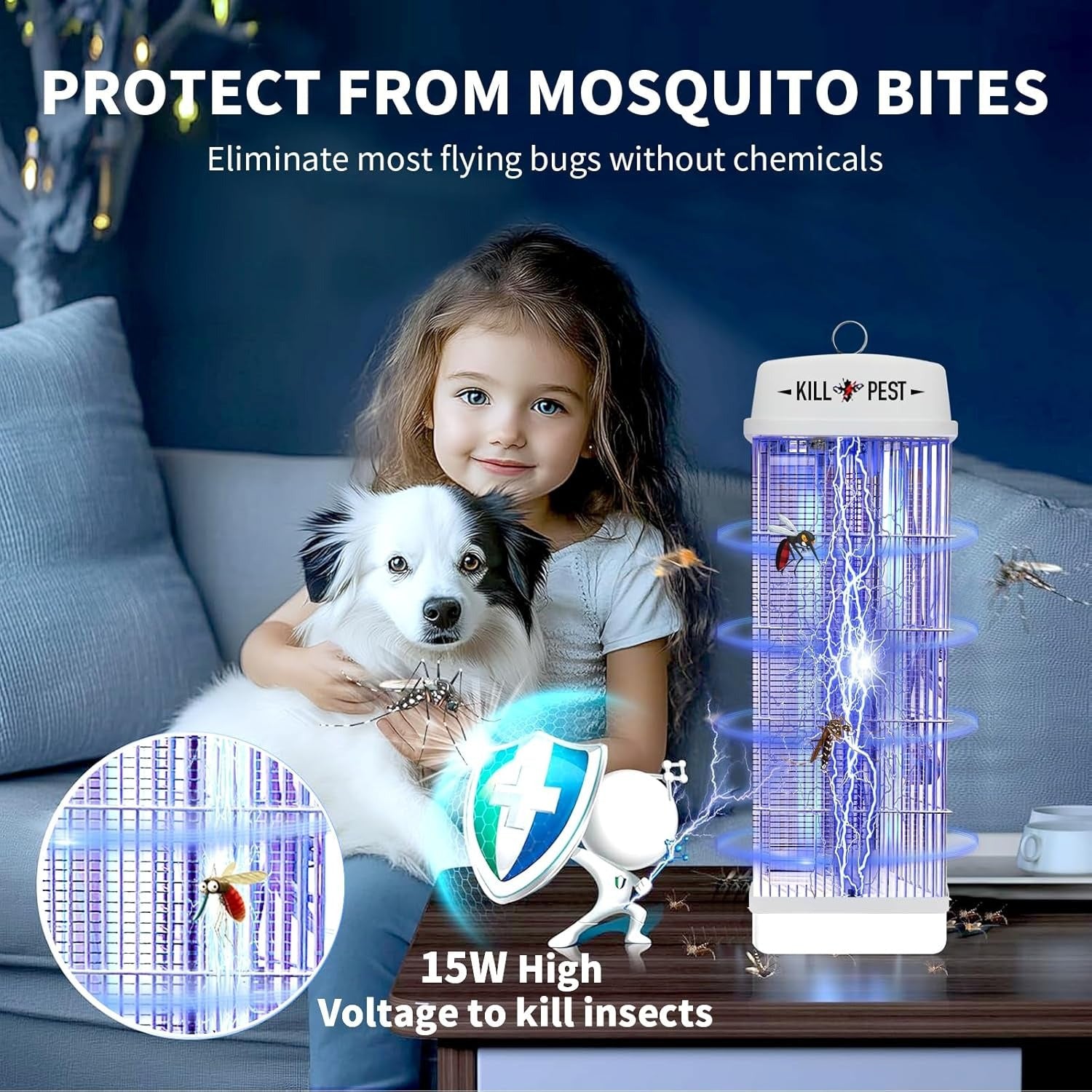 Mosquito Killer Lamp | Indoor & Outdoor Bug Zapper | Safe UV Insect Trap for Home