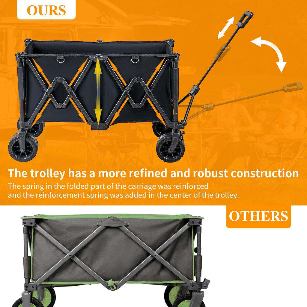 Heavy Duty Foldable Beach Wagon – Collapsible Utility Cart with Large Wheels for Sand & Outdoor Use