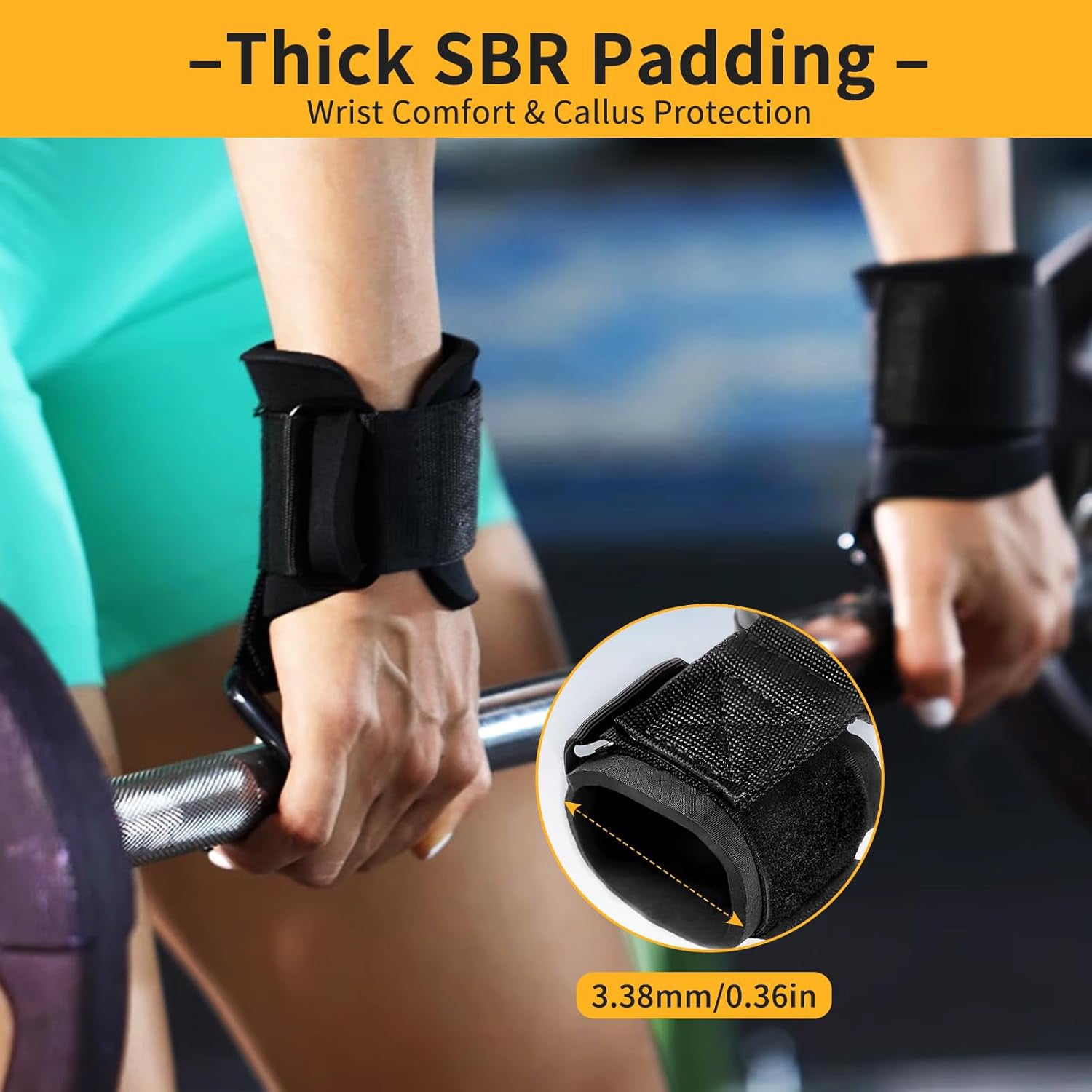 Weight Lifting Hooks – 330 LB Heavy Duty Wrist Straps for Deadlifts & Pull-Ups