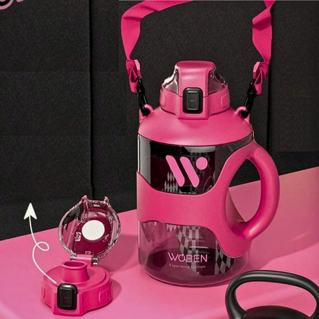 2.2L Half Gallon Pink Water Bottle – BPA-Free, Leak-Proof, Reusable Jug with Handle for Gym & Outdoor Use