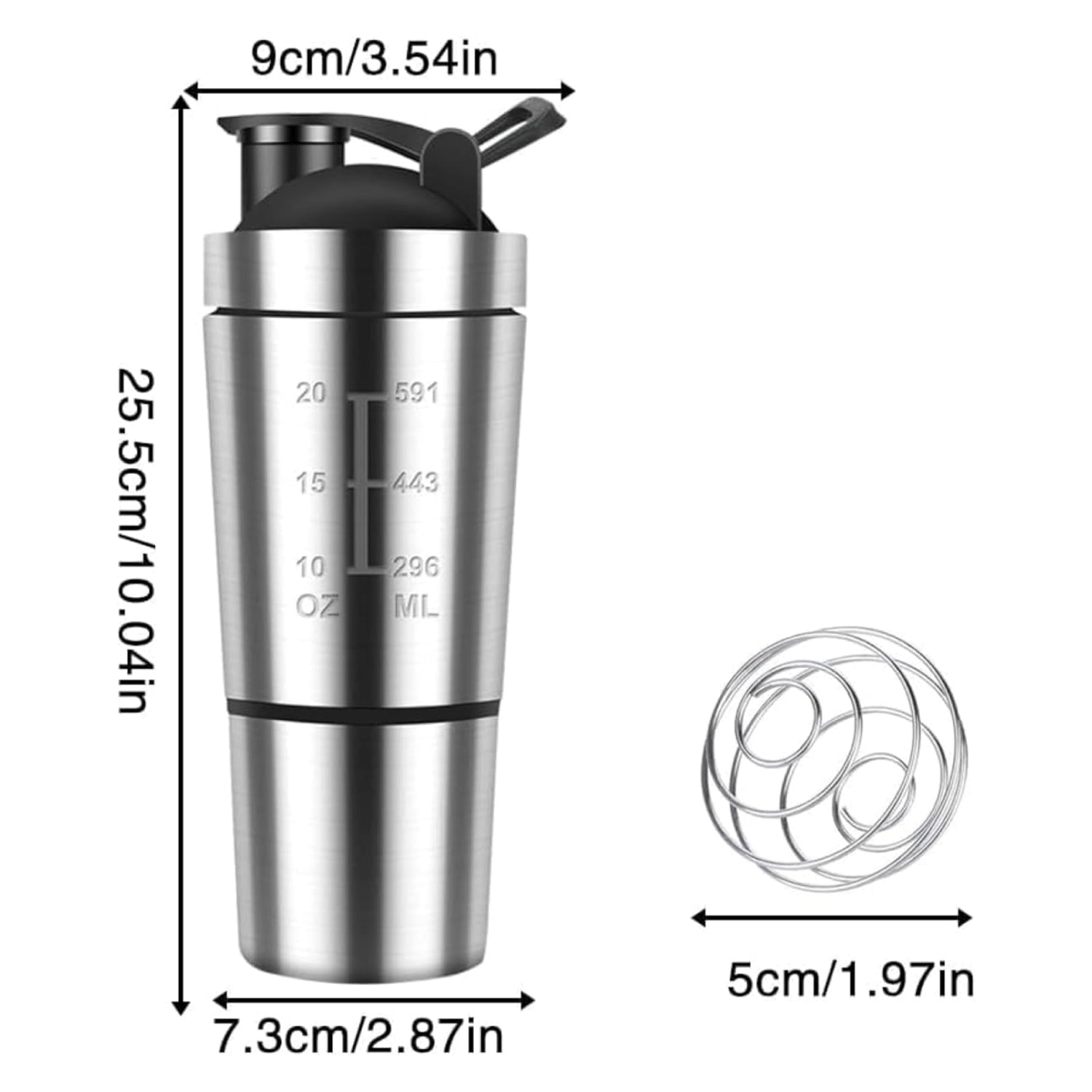 27oz Stainless Steel Protein Shaker – Leak-Proof, BPA-Free, with Powder Compartment & Mixer Ball (Red/Silver)